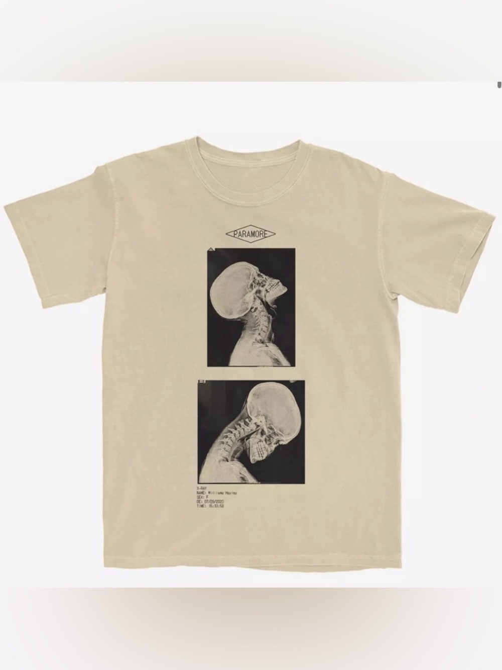 Paramore Original Cream Graphic X-Ray Tee - NWT Never used